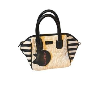 Luv Betsey Quilted Satchel Handbag w/ Unicorn Charm – white & Black